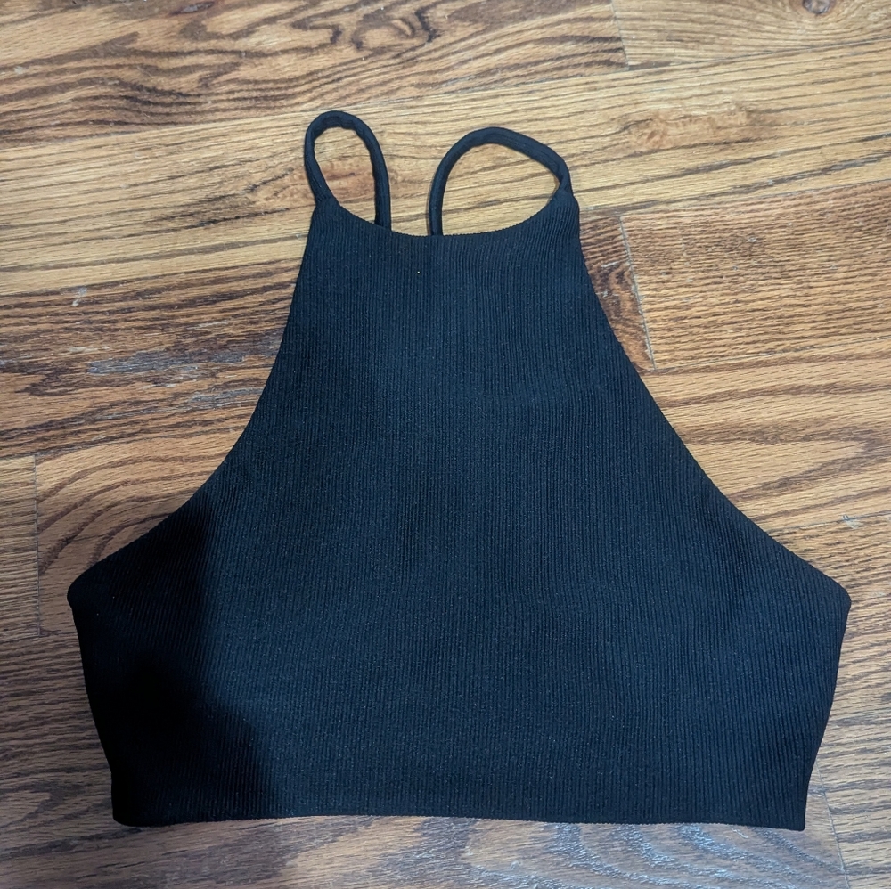 Black Ribbed Halter Top
